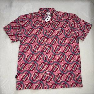 PUMA X PALM TREE CREW Button Up Golf Pink Shirt 622433-37 Men’s Size Medium